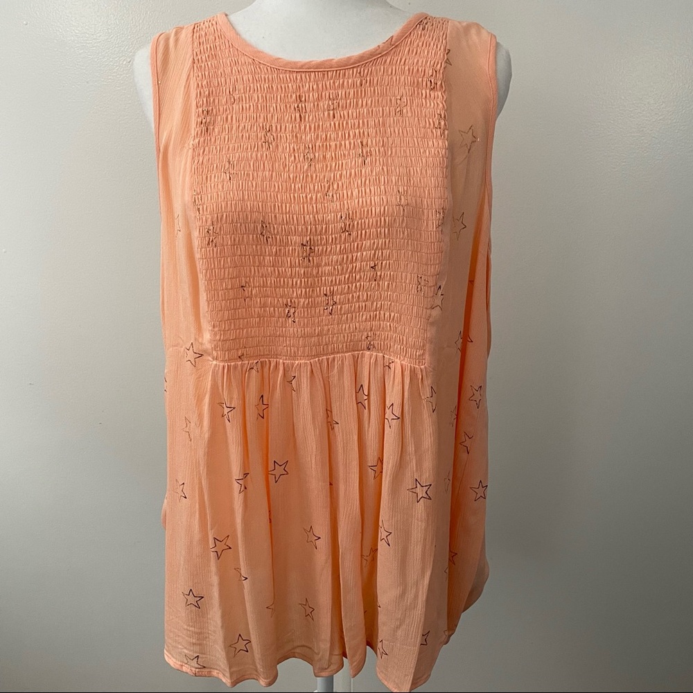 Peach Stars Gauze Smocked Tank